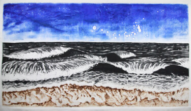 Printmaking titled "Sand Sea and Sky" by Michael E. Voss, Original Artwork, Monotype