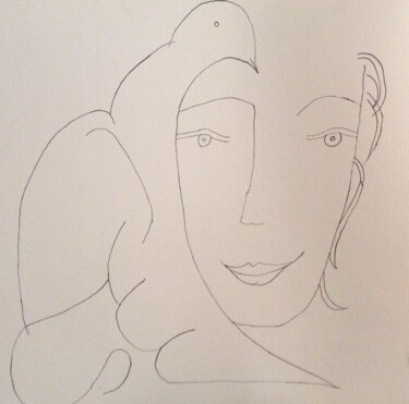 Dibujo titulada "La femme oiseau ou…" por Many, Obra de arte original, Tinta