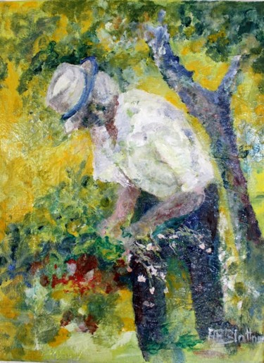 Ζωγραφική με τίτλο "Le jardinier" από Marie-Rose Blattner, Αυθεντικά έργα τέχνης