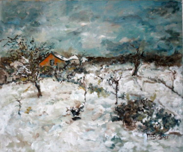 Peinture intitulée "Ambiance hivernale" par Marie-Rose Blattner, Œuvre d'art originale, Huile