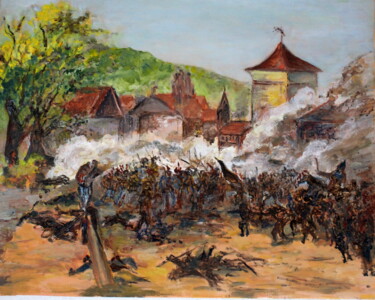 Peinture intitulée "Bataille de Woerth" par Marie-Rose Blattner, Œuvre d'art originale, Huile
