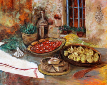 Peinture intitulée "La gourmandise" par Marie-Rose Blattner, Œuvre d'art originale, Huile Monté sur Châssis en bois