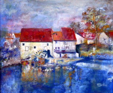 Peinture intitulée "moulin-65x54.jpg" par Marie-Rose Blattner, Œuvre d'art originale