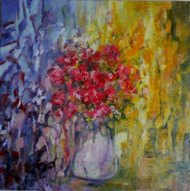 Peinture intitulée "fleurs-50x50.jpg" par Marie-Rose Blattner, Œuvre d'art originale