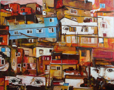 Peinture intitulée "favela-81x65.jpg" par Marie-Rose Blattner, Œuvre d'art originale