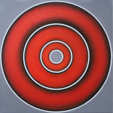 Painting titled "Red Hoops" by Many Novo, Original Artwork, Oil