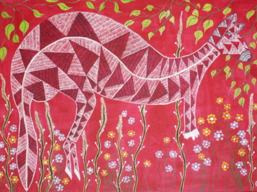 Ζωγραφική με τίτλο "kangourou.jpg" από Manyvaloo, Αυθεντικά έργα τέχνης, Ακρυλικό
