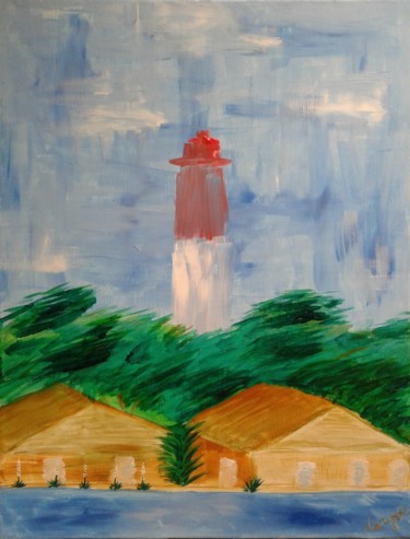Peinture intitulée "phare-cap-ferret.jpg" par Manyvaloo, Œuvre d'art originale, Acrylique