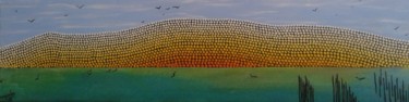 Peinture intitulée "dune-et-piquets.jpg" par Manyvaloo, Œuvre d'art originale, Acrylique