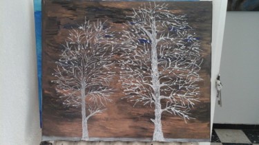 Peinture intitulée "Les 2 arbres" par Florence Castelli  Flofloyd, Œuvre d'art originale, Gouache