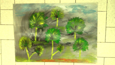 Картина под названием "Peinture d arbres s…" - Florence Castelli  Flofloyd, Подлинное произведение искусства, Гуашь