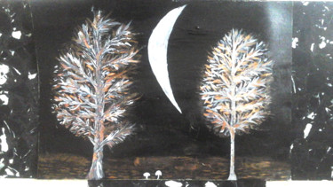 Pittura intitolato "Peinture d arbres s…" da Florence Castelli  Flofloyd, Opera d'arte originale, Gouache
