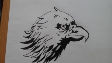 Drawing titled "Dessin tête d aigle" by Florence Castelli  Flofloyd, Original Artwork, Marker