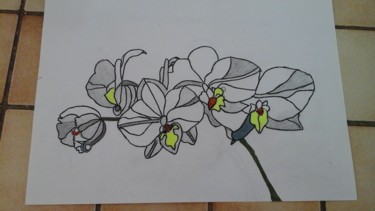 Drawing titled "Dessin de fleurs" by Florence Castelli  Flofloyd, Original Artwork, Marker