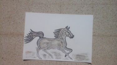 Drawing titled "Dessin de cheval" by Florence Castelli  Flofloyd, Original Artwork, Marker