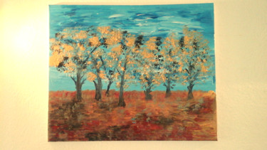 Painting titled "Tableau d arbres à…" by Florence Castelli  Flofloyd, Original Artwork, Acrylic