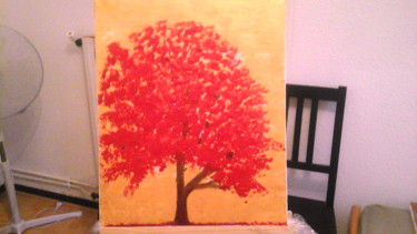Painting titled "Un arbre rouge à l…" by Florence Castelli  Flofloyd, Original Artwork, Acrylic