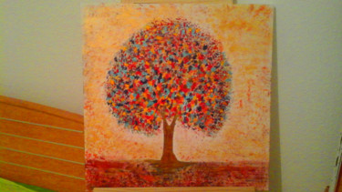 Painting titled "Tableau d un arbre…" by Florence Castelli  Flofloyd, Original Artwork, Acrylic