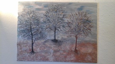 Painting titled "Des arbres en hiver" by Florence Castelli  Flofloyd, Original Artwork, Acrylic
