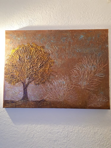 Painting titled "Tableau d arbre à l…" by Florence Castelli  Flofloyd, Original Artwork, Acrylic