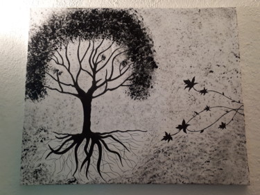 Peinture intitulée "L arbre noir" par Florence Castelli  Flofloyd, Œuvre d'art originale, Acrylique