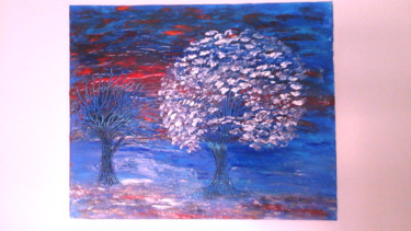 Painting titled "Nos amis les arbres" by Florence Castelli  Flofloyd, Original Artwork, Acrylic