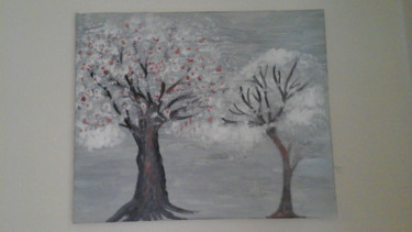 Peinture intitulée "Des arbres sous la…" par Florence Castelli  Flofloyd, Œuvre d'art originale, Acrylique