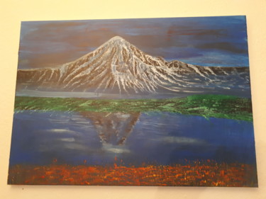 Painting titled "Paysage de montagne…" by Florence Castelli  Flofloyd, Original Artwork, Acrylic