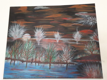 Painting titled "Tableau de paysage 1" by Florence Castelli  Flofloyd, Original Artwork, Acrylic