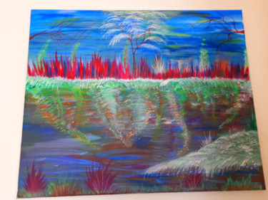 Peinture intitulée "Le bord d un lac" par Florence Castelli  Flofloyd, Œuvre d'art originale, Acrylique