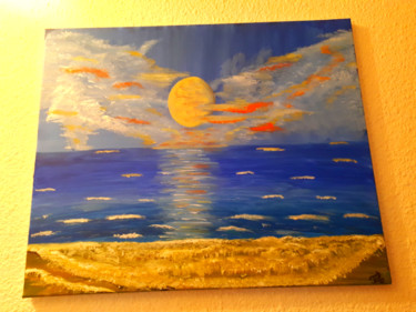 Peinture intitulée "Couché de soleil su…" par Florence Castelli  Flofloyd, Œuvre d'art originale, Acrylique