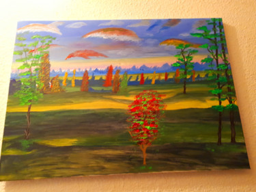 Painting titled "Un paysage à ma ver…" by Florence Castelli  Flofloyd, Original Artwork, Acrylic