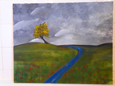 Painting titled "Tableau de paysage" by Florence Castelli  Flofloyd, Original Artwork, Acrylic