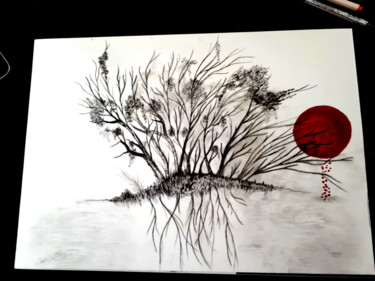 Drawing titled "La nature en dessin" by Florence Castelli  Flofloyd, Original Artwork, Pencil