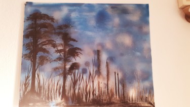 Peinture intitulée "Tableau d arbres à…" par Florence Castelli  Flofloyd, Œuvre d'art originale, Bombe aérosol
