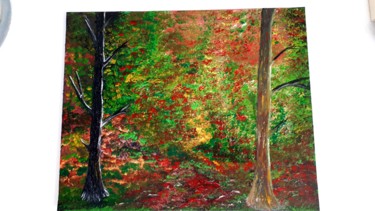 Painting titled "La forêt comme J ai…" by Florence Castelli  Flofloyd, Original Artwork, Acrylic