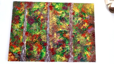 Peinture intitulée "Une forêt haute en…" par Florence Castelli  Flofloyd, Œuvre d'art originale, Acrylique
