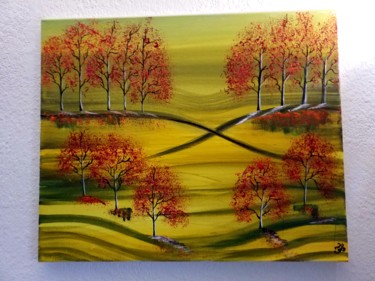 Peinture intitulée "Une forêt à ma façon" par Florence Castelli  Flofloyd, Œuvre d'art originale, Acrylique
