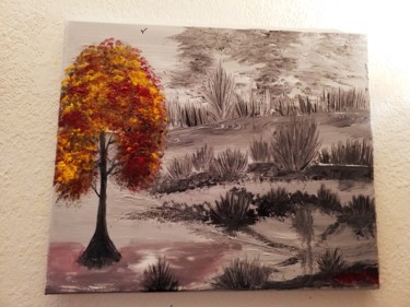 Painting titled "L arbre dans la nat…" by Florence Castelli  Flofloyd, Original Artwork, Acrylic