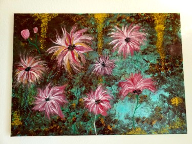 Malerei mit dem Titel "De belles fleurs" von Florence Castelli  Flofloyd, Original-Kunstwerk, Acryl
