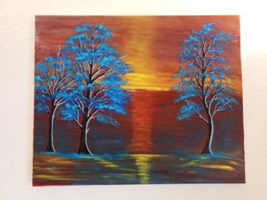Malerei mit dem Titel "Les arbres à l acry…" von Florence Castelli  Flofloyd, Original-Kunstwerk, Acryl
