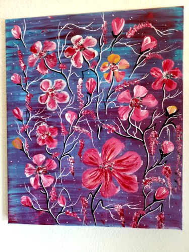 Peinture intitulée "Des fleurs à ma ver…" par Florence Castelli  Flofloyd, Œuvre d'art originale, Acrylique