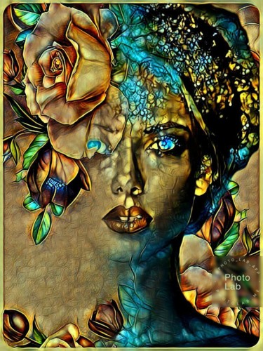 Digitale Kunst mit dem Titel "Une fleur parmis le…" von Florence Castelli  Flofloyd, Original-Kunstwerk, Fotomontage