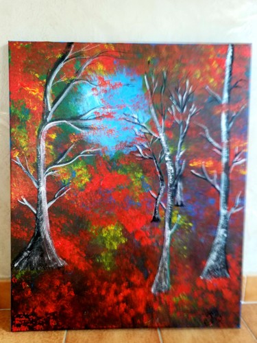 Painting titled "Forêt atypique" by Florence Castelli  Flofloyd, Original Artwork, Acrylic