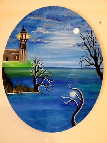 Malerei mit dem Titel "Le phare" von Florence Castelli  Flofloyd, Original-Kunstwerk, Acryl