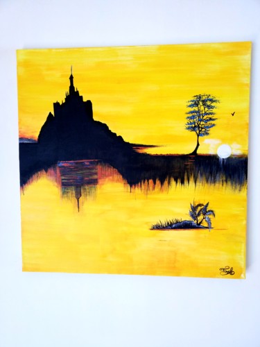 Painting titled "Le Mont Saint Michel" by Florence Castelli  Flofloyd, Original Artwork, Acrylic