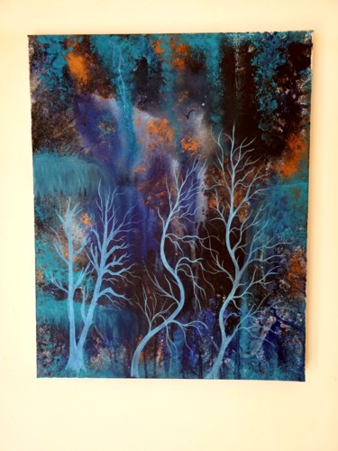Malarstwo zatytułowany „Ma forêt bleue” autorstwa Florence Castelli  Flofloyd, Oryginalna praca, Akryl