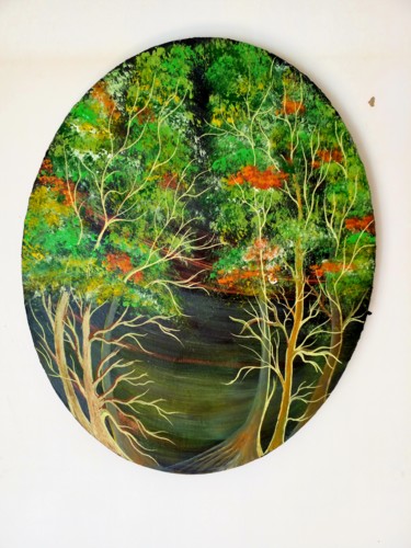 Pintura titulada "La forêt en été" por Florence Castelli  Flofloyd, Obra de arte original, Acrílico