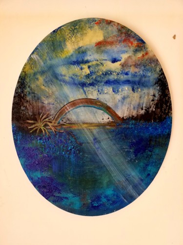 Painting titled "Le petit pont" by Florence Castelli  Flofloyd, Original Artwork, Acrylic