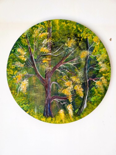 Peinture intitulée "Ballade sous bois" par Florence Castelli  Flofloyd, Œuvre d'art originale, Acrylique